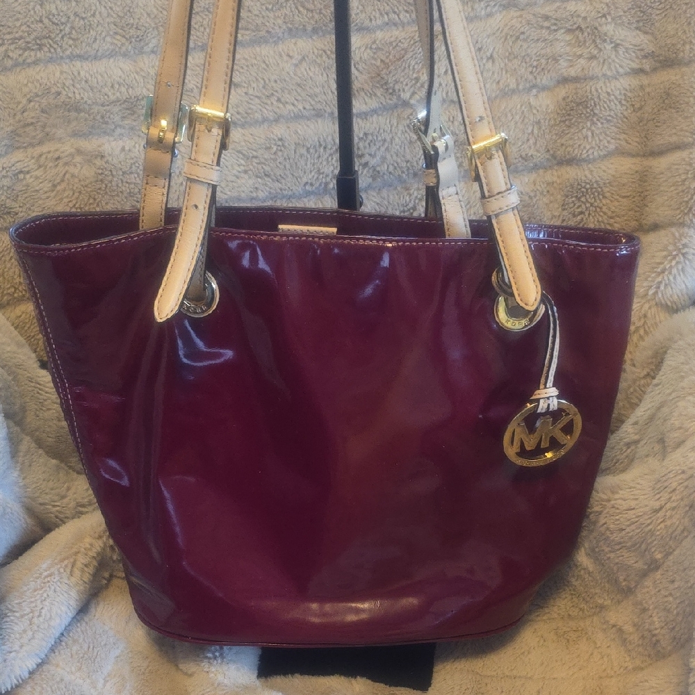 Michael Kors Glossy Burgundy Tote